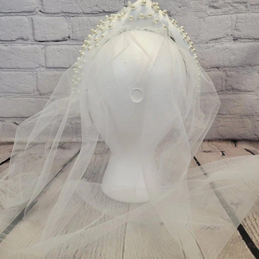 Lele Sadoughi Veil Imitation Pearl Satin Headband